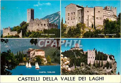 Moderne Karte Chateaux de la Vallee des Lacs Castel Drena Castel Madruzzo Castel Toblino Castel d'Arco
