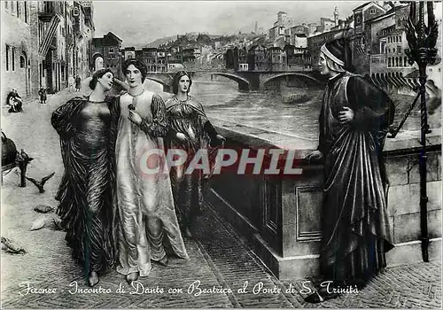 Cartes postales moderne Firenze Florence Recontre de Dante avec Beatrix pres du Pont de S Trinita