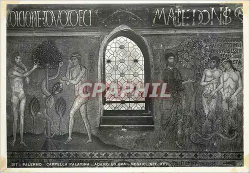 Moderne Karte Palermo Chapelle Palatine Adam et Eve Mosaiques (XIIe siecle)