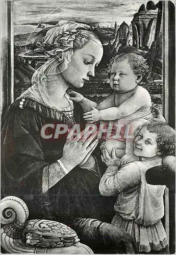 Cartes postales moderne Firenze Galleria Uffizi La Madone qui adore son Enfant (Lippi)