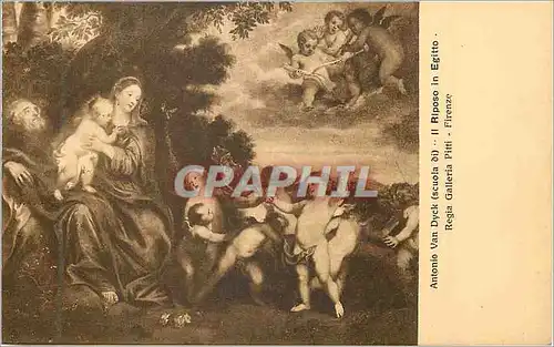 Cartes postales moderne Firenze Regia Galleria Pitti Antonio Van Dyck (Scuola di) II Riposo in Egitto