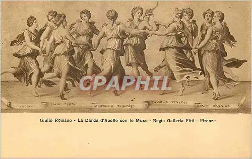 Moderne Karte Firenze Regia Galleria Pitti Giulio Romano La Danza d'Apollo con le Muse