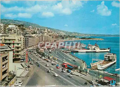 Moderne Karte Messina Boulevard de la Liberte Embarcadere Caronte Bateaux