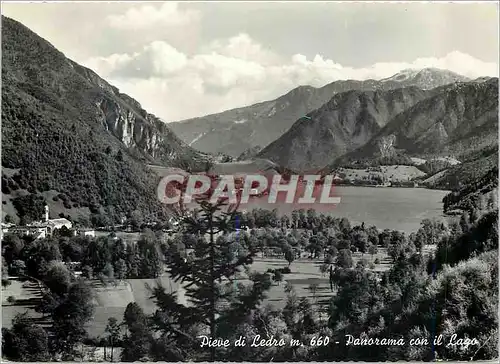Moderne Karte Pieve di Ledro m 660 Panorama con Lago Timbre Taxe