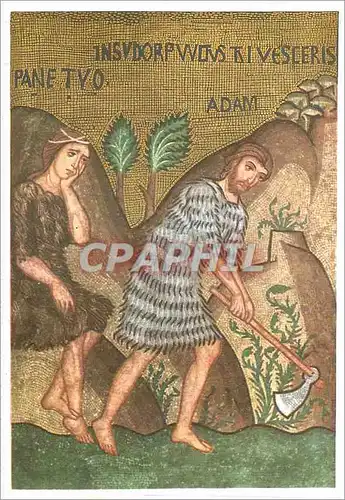 Moderne Karte Palermo Chapelle Palatine Adam et Eve Labourent la Terre