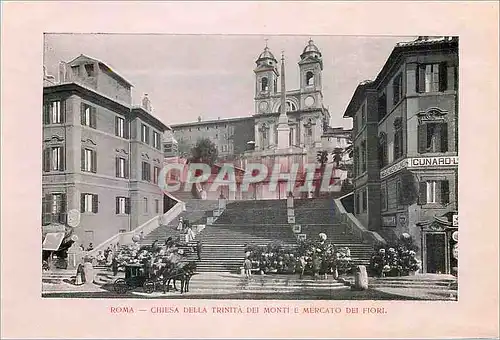 Ansichtskarte AK Roma Chiesa della Trinita del Monti e Mercato dei Fiori