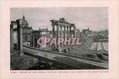 Cartes postales Roma Rovine del Foro Romano Visite dal Tabulario con il Tempio di Vespasiano Saturno