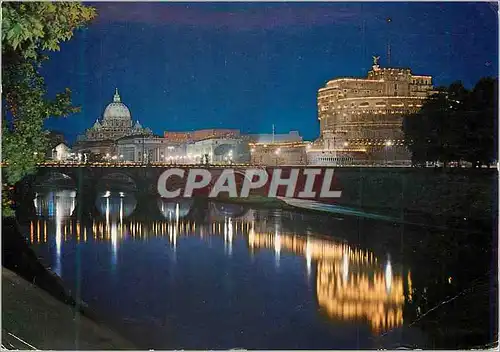 Cartes postales moderne Roma Pont et Chateau Saint Ange Nocturne