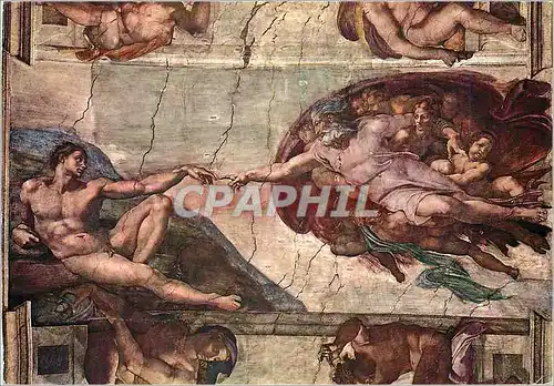 Cartes postales moderne Citta Del Vaticano Cappela Sistina Michelangelo (1475 1564) la Creation de l'Homme Monumenti Mus