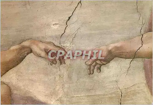 Moderne Karte Citta del Vaticano Chapelle Sixtine la Creation de l'Homme (Detail) Michelangelo