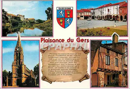Moderne Karte Plaisance du Gers (Gers) Les Vieilles Maisons et le Tertre Place de l'Eglise L'Eglise Vieille Ma