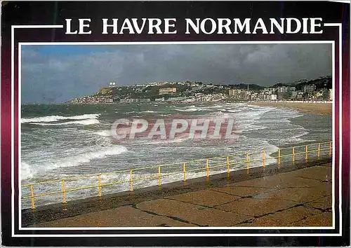Moderne Karte Le Havre (Seine Maritime) Normandie (France) La Plage en arriere plan Sainte Adresse