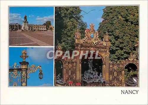 Cartes postales moderne Nancy (M et M) La Fontaine de Neptune Statue de Stanislas Le Porte d'Or
