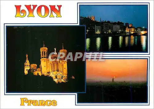 Moderne Karte Lyon France Fourviere Saint Jean Lever de Soleil