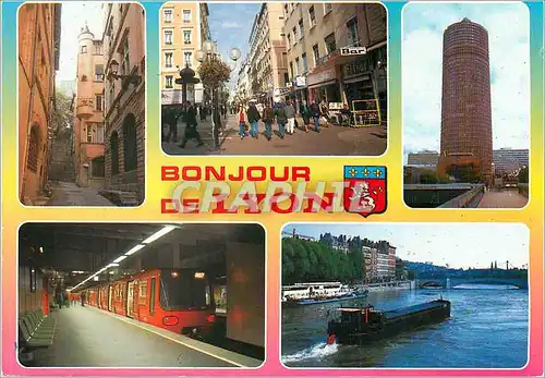 Cartes postales moderne Lyon Le Vieux Lyon Rue Victor Huggo Tour de la Part Dieu Le Metro La Saone Peniche Bateau