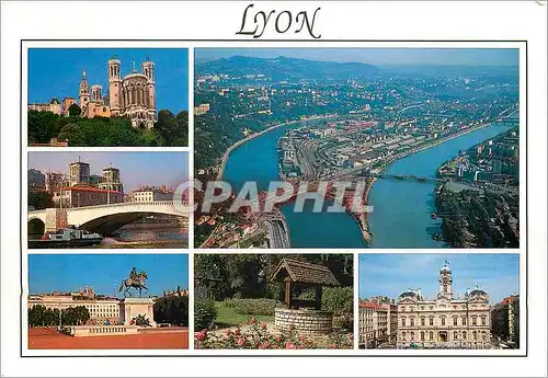 Cartes postales moderne Lyon Confluent Saone Rhone Pont Bonaparte et Saint Jean Place Bellecour Parc de la Tete d'Or Hot