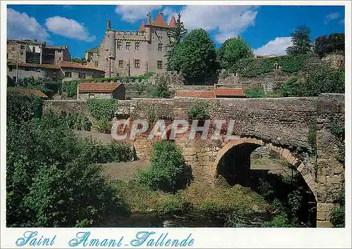 Cartes postales moderne Saint Amant Tallende (Puy de Dome) Le Chateau et le Pont sur le Veyre
