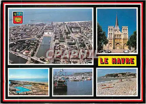 Cartes postales moderne Le Havre (Seine Maritime) Vue aerienne L'Eglise Les Piscines Le Port de plaisance La Plage