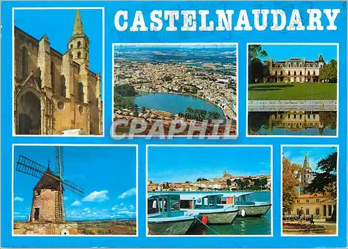 Cartes postales moderne Castelnaudary (Aude) Collegiale St Michel Vue Generale aerienne Chateau de Cheminieres Moulin Vu