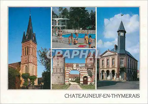Cartes postales moderne Chateauneuf en Thymerais (Eure et Loir) L'Eglise La Piscine L'Hotel de Ville Le Portail de Guill