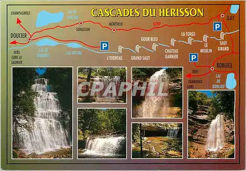 Moderne Karte Les Cascades du Herisson Paysages du Jura