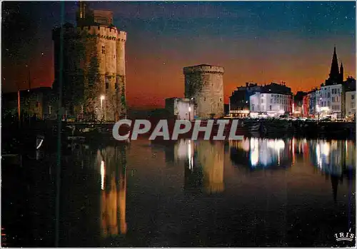 Moderne Karte La Rochelle (Charente Maritime) Le Port vu de Nuit