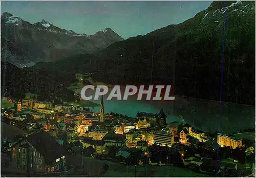 Cartes postales moderne St Moritz Vue Generale la Nuit