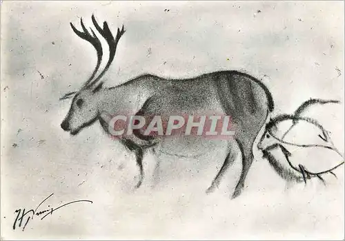 Cartes postales moderne Font de Gaume Renne Polychrome Peinture Rupestre Releve Breuil