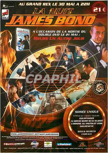 Cartes postales moderne La Nuit James Bond Au Grand Rex le 30 Mai a 22h Meurs un Autre Jour Goldfinger Pistolet d'OR Gol