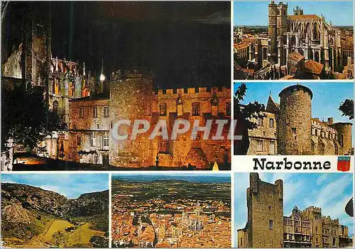 Cartes postales moderne Narbonne (Aude) Capitale de la Gaule Narbonnais La Basilique Saint Just L'Hotel de Ville
