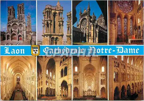 Moderne Karte Laon (Aisne) Picardie France Cathedrale Notre Dame (12 13e S) Facade