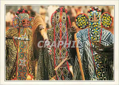 Moderne Karte Bandjoun (Cameroun) Danseurs Bamilekes Masques Dans la Chefferie de l'ancien Royaume de Bandjoun