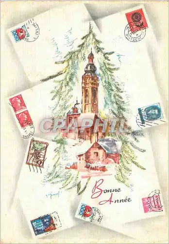 Cartes postales moderne Bonne Annee Timbres