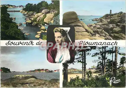 Cartes postales moderne Souvenir de Ploumanach La Cote de Granit Rose L'Anse de Traouiro Le Phare Le Port a Travers les