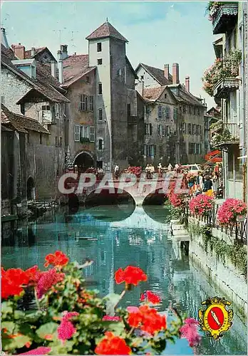 Moderne Karte Annecy (Haute Savoie) Vieux Quartiers le Canal du Thiou et le Pont Morens