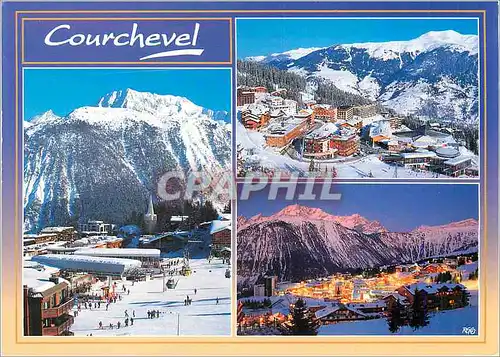 Cartes postales moderne Courchevel En Tarentaise Savoie Le Depart des Pistes Panorama de la Station Crepuscule