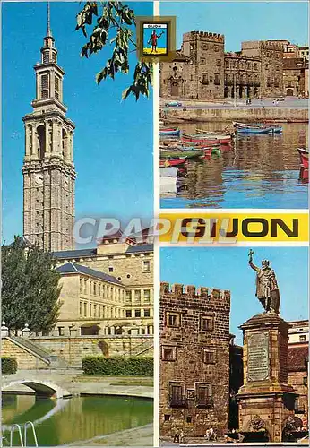 Cartes postales moderne Gijon (Xixon) Universidad Laboral Muelle Oriente y Palacio Monumento a D Pelayo