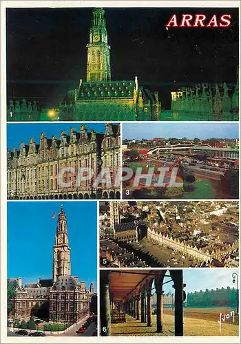 Cartes postales moderne Arras (Pas de Calais) Couleurs et Lumiere de France Le Beffroi Les Arcades Place du Marechal Foc
