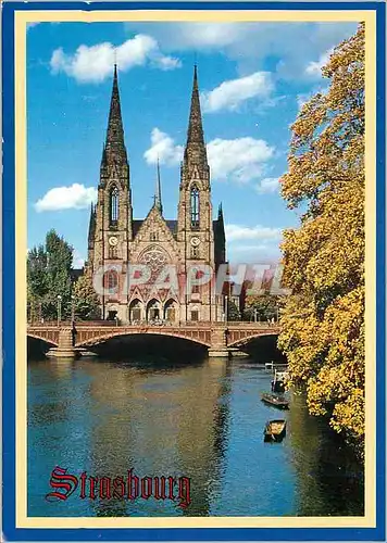 Moderne Karte Strasbourg (Alsace) Les Rives de la Riviere L'Ille et l'Eglise St Paul