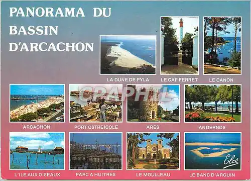 Cartes postales moderne Panorama du Bassin d'Arcachon (Gironde) Dune du Pyla Cap Ferret Le Canon Arcachon Ares Andernos