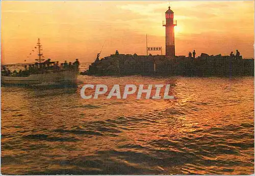 Moderne Karte Coucher du Soleil sur le Phare Bateau