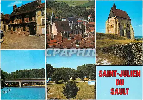 Cartes postales moderne Saint Julien du Sault (Yonne) La Maison de Bois (XVe Siecle) L'Eglise Saint Pierre (XIIIe et XVI
