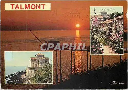 Cartes postales moderne Talmont Eglise St Radegonde du XIIe S ruelle fleurie de Roses Tremieres