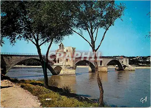 Moderne Karte Avignon (Vaucluse) Pont St Benezet qui aboutissait jadis au pied de la tour de Philippe le Bel