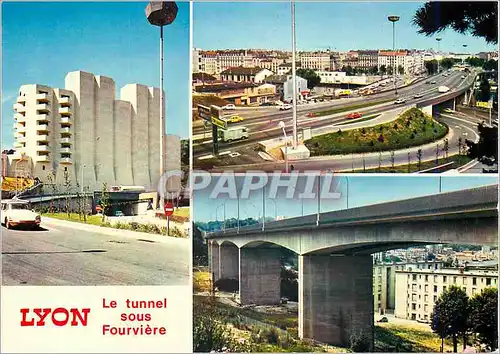 Moderne Karte Lyon Tunnel sous Fourviere (Oeuvre des Ponts et Chaussees) Entree Autoroute Cote Perrache Viaduc