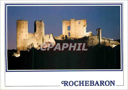 Cartes postales moderne Chateau de Rochebaron Illumine (Haute Loire) alt 430m Vestiges du Chateau Feodal (XIe s)