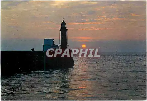 Moderne Karte Le Treport (Seine Maritime) contre Jour sur le Phare