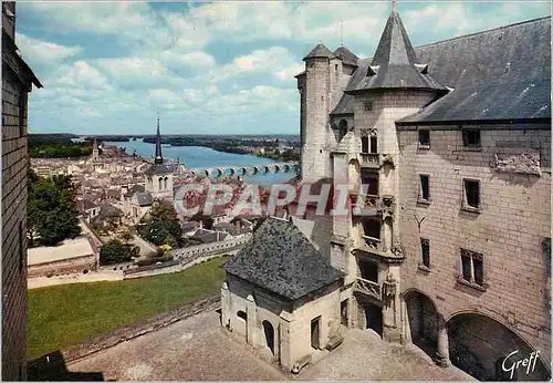 Moderne Karte Saumur (Maine et Loire) les Chateaux de la Loire Cour Interieur du Chateau vue sur la Ville et l