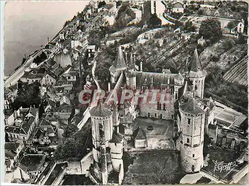 Moderne Karte Saumur (Maine et Loire) vue Aerienne le Chateau en Anjou