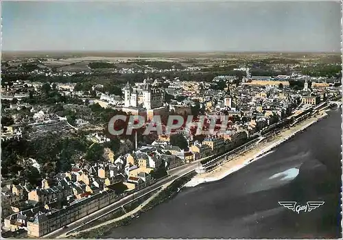 Moderne Karte Saumur (M et L) la France vue du Ciel les Quais de la Loire et le Chateau Dominant la Ville